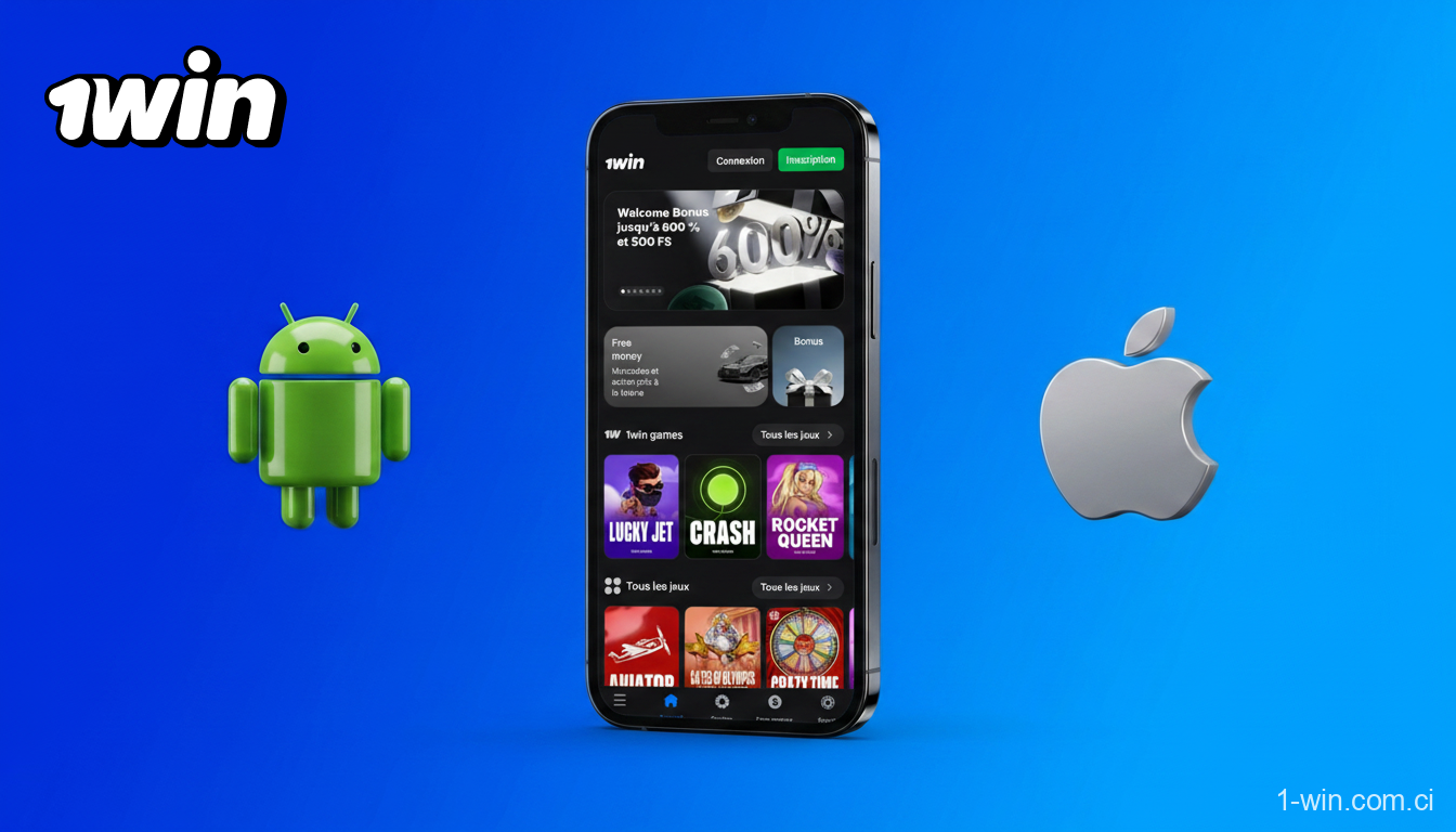 L'application mobile 1win permet, en Côte d'Ivoire, d'accéder aux paris, au casino et aux paiements, avec des notifications